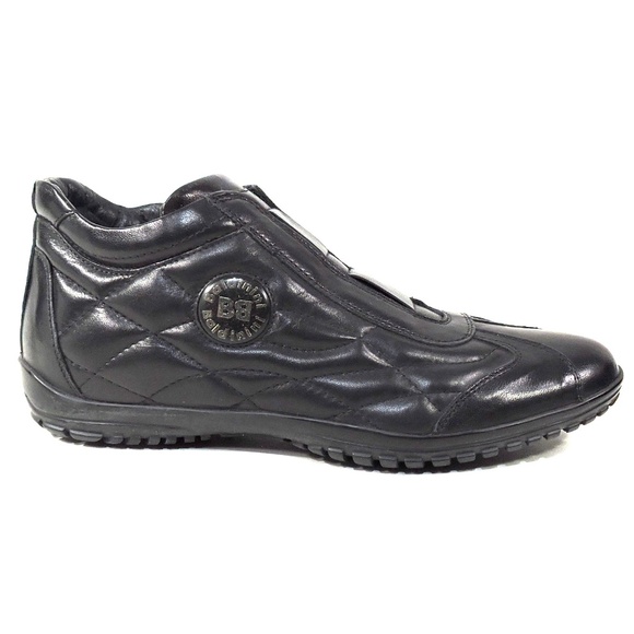 BALDININI 🇮🇹 MEN'S BLACK LEATHER COMFORT WINTER FASHION SNEAKERS